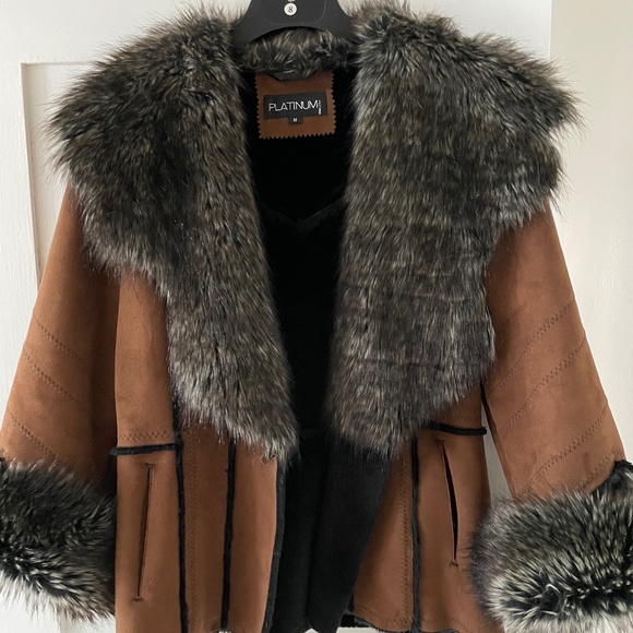 Faux Fur & Suede Jacket Bohemian Style Excellent Condition by PLATINUM - Picture 1 of 11